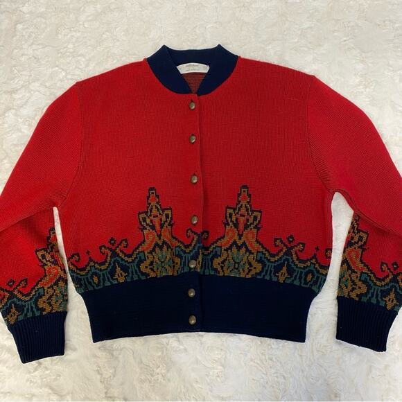 St. Michael Sweaters - Vintage St. Michael Red Cardigan Sweater Size EU 42 or US 14